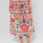 High Rise Floral Print Midi Skirt