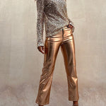 Crewneck Long Sleeves Sparkly Sequin Top