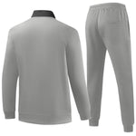 KZZ Men's Solid Zip Up Pocket Jacket & Drawstring Waist Pants Sportswear Set