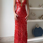 Margovil V Neck Cut Out Sequin Bodycon Maxi Cami Party Dress