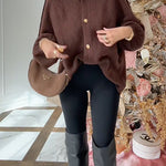 Margovil Button Up Balloon Sleeves Sweater Cardigan