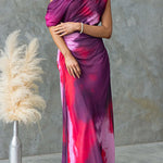 One Shoulder Ruched Waist Tie Dye Maxi Dress