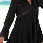 Vacation Lace Cutout Bell Sleeve Mini Dress