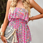 Bohemian casual one-shoulder wide-leg jumpsuit