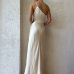 One Shoulder High Slit Ruched Evening Gown Cami Maxi Dress