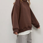 Solid Color Loose Sweatshirt Street Style Oversize Polar Fleece Pullover