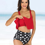 High Waisted Two Piece Beach Halter Print Bikini Bathing Swimsuits Tummy Controlled
