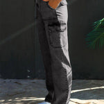 Washed denim multi-pocket non-stretch overalls