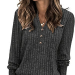 Mira ��� Soft Ribbed V-Neck Knit Top