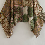 Patchwork Cape Shirt Print Pants Set