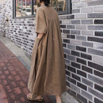 Short Sleeves Long Midi Dress Loose Robes Plus Size Boho Dress