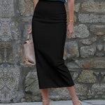High Waisted Solid Color Zipper Skirts