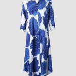 Nadorine Women's Button Down Shirt Dress Summer V Neck 3/4 Sleeve Casual Loose Dresses