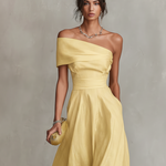 Lisa | Linen Dress With One-Shoulder Neckline