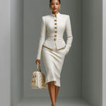Women's White Chanel-style Tweed Business Set