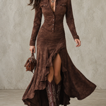 Dallas | Western Ruched Button-Front Midi Dress
