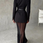 Shes Timeless V-neck Single Button Long Sleeve Waisted Blazer