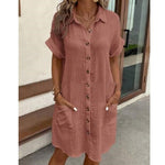 Emilia Weston | Cotton Linen Shirt Mini Dress For Women