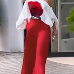 High Waisted Loose Pockets Solid Color Pants Trousers
