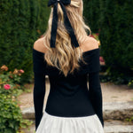 Long Sleeve Off Shoulder Panel Puff Mini Dress