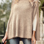 Turtleneck Poncho Chunky Knit Cape Wrap Sweaters