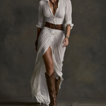Aurora | Linen-Blend Pleated Maxi Dress