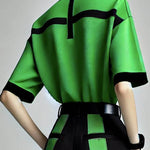 Half Sleeves Loose Contrast Color Lapel Blouses&Shirts Tops