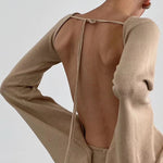 Nadorine Elegant Backless Lace-up Bell Sleeve Mini Dress for Women Casual Going Out Summer 2026