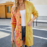 Leopard Stitching Sweater Knit Sweater Cardigan