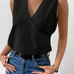 Black Sleeveless Plain Top