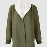 Fleece Long Sleeve Warm Teddy Coat Lapel Cardigan With Pocket