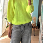 Bright Winter Day Knit Solid Color Wide Neck Relaxed Sweater