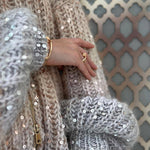 Solid Knit Sequined Sweater Jacket