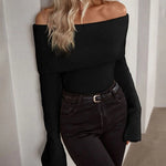 Off Shoulder Fold Over Sweater Sweaters