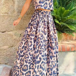 Casual leopard print two piece suit