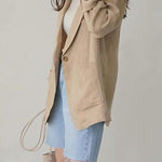 Solid Open Front Long Sleeve Pocket Suit Blazers Button Outerwear