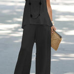 Casual Summer Sleeveless T-Shirt Trousers Two-Piece Set