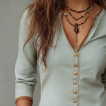 Vintage Washed Henley Collar Denim Blouse