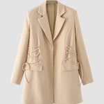 Waist Drawing Rope Lapel Loose Blazer Suit