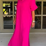 Classy Plain Half Sleeve Midi Dress
