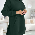 Fashion Solid Color Hoodie and Lined Leggings Two-piece Set