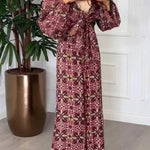Unique bold floral print two piece set