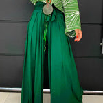 Loose Wide Leg Pleated Solid Color Tied Waist Pants Trousers