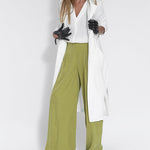 Nadorine Chic Slim Fit Long Sleeve Blazers Collar Long Jacket