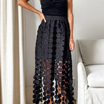 Casie See Through Circle Embroidery Round Neck Sleeveless Tank