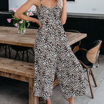 Sleeveless Loose Jumpsuit Adjustable Strap One Piece Jumpsuit with Pockets