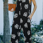 suspenders print jumpsuit