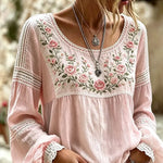 Amabel™ | Boho Floral Embroidered Blouse