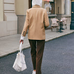 Lapel Collar Single Breasted Blazer Jacket with Pockets