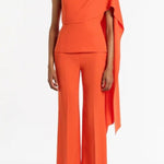 Perfect Balance Asymmetric Draped Cape Top and High Waist Flared Pants Set